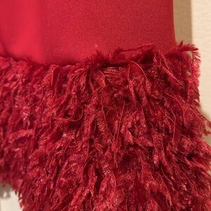 WILD red halter with feather trim sz XXL
